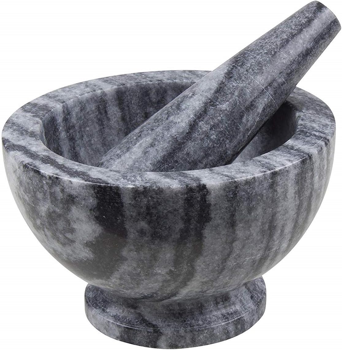 Eightmood Grey Marble Large Pestle & Mortar Set. W13cm x H8 cm