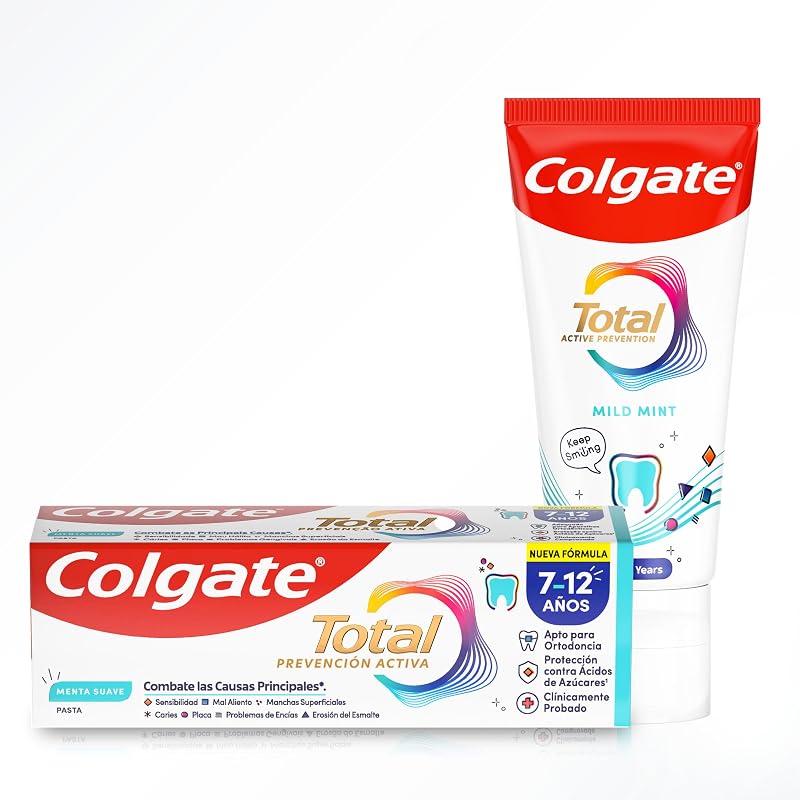 Total Junior | Children's Toothpaste | Complete Protection | Contains Fluoride | Anticaries Protection | Antibacterial Ingredients | Recyclable Product | Pack 12 Units x 50 ml