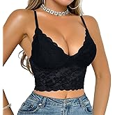 changlizi Lace Cami for Women,Sexy Bralette Crop Top V Neck Bustier Top Adjustable Spaghetti Strap Going Out Lingerie Outfits