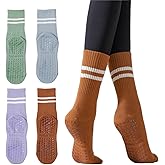 Luu Xianliang Yoga Socks with Non-Slip Grips for Women - 4 Pairs Pilates, Barre, Gym, Dance Workout Anti-Skid Socks