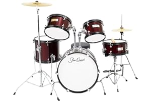 StarQuest SQ-DS-JR5-MWR 5-Pieces Drum Set for Beginners, Complete Junior-Sized Drum Kit Metallic Red Wine W/ 16"Bass, Drumsti