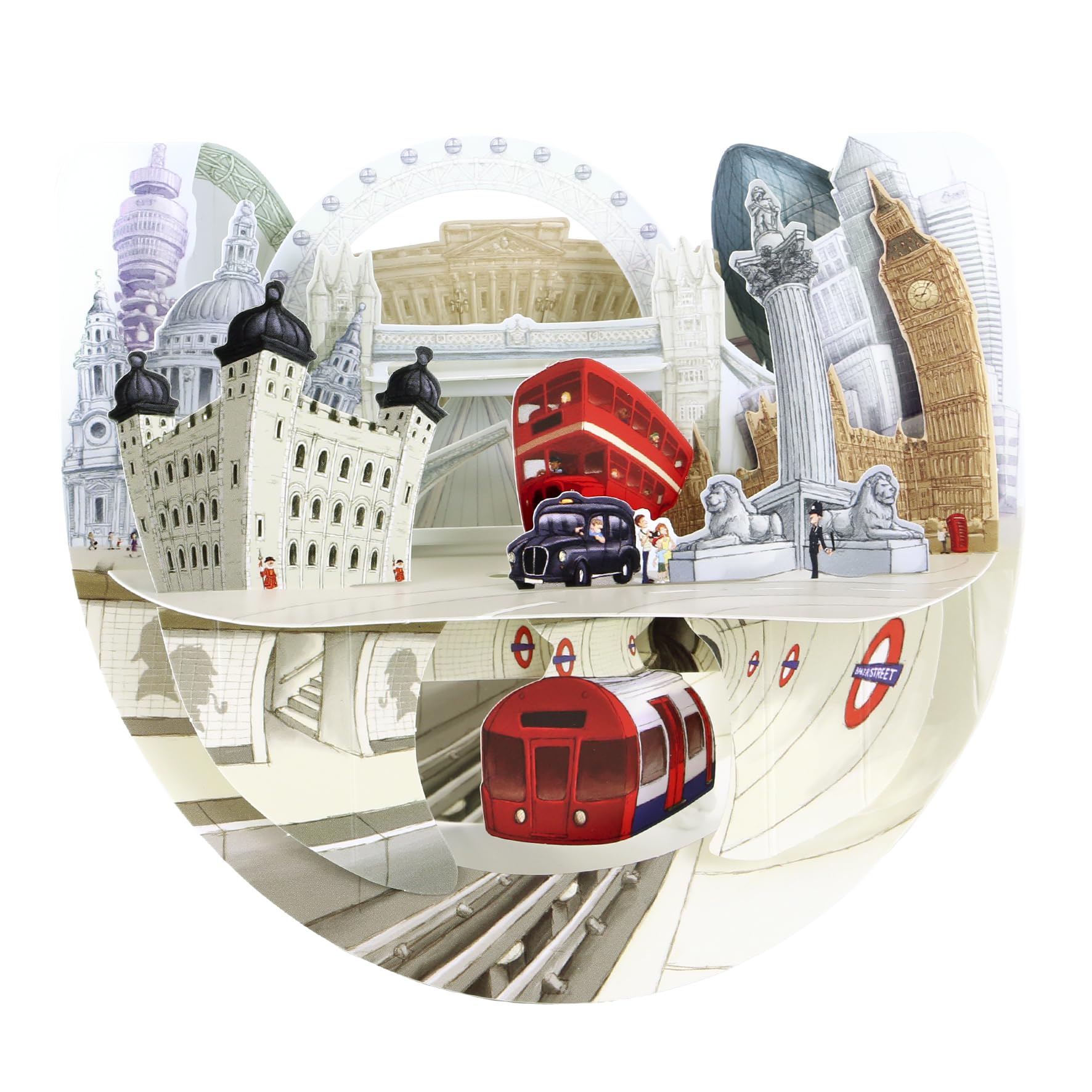 SANTORO Popnrock, 3D Pop Up Greeting Card - London - For Her, For Him, Travelers, City Lovers | England, Underground, Visiting London, London Eye, Tourism, Thames, Westminster