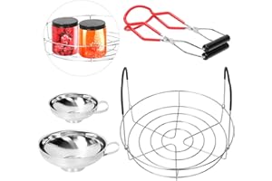 Tanstic 4Pcs Canning Rack Kit, Stainless Steel Canning Rack, Small and Large Canning Funnels, Canning Jar Lifter Tong with Si