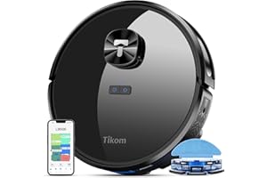 Tikom L9000 Robot Vacuum and Mop Combo, LiDAR Navigation, 4000Pa Robotic Vacuum Cleaner, Up to 150Mins, Smart Mapping, 14 No-go Zones, Good for Pet Hair, Carpet, Hard Floor