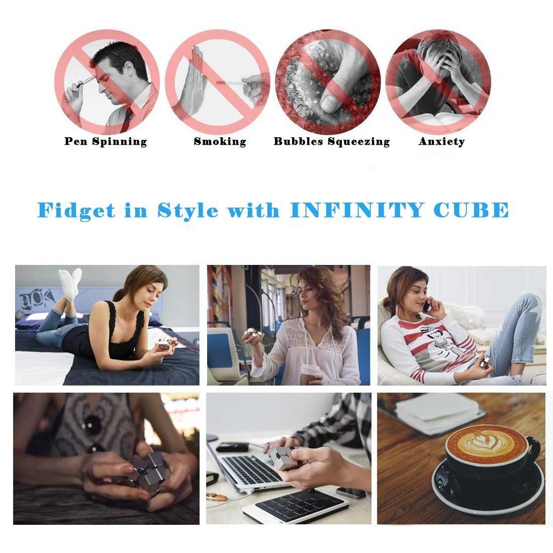 Cube Infini - En plastique ABS de couleur noir - De bonne qualité maniable et résistant - Jouet - Anti Stress - Décoration - Marque Française \