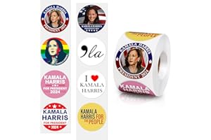 RYAN MCX 500Pcs 2024 Kamala Harris Circular Sticker Funny Harris Merchandise,8 Patterns of US Presidential Election Harris Stickers for Laptop car Water Bottle Decoration (Harris Stickers Roll)