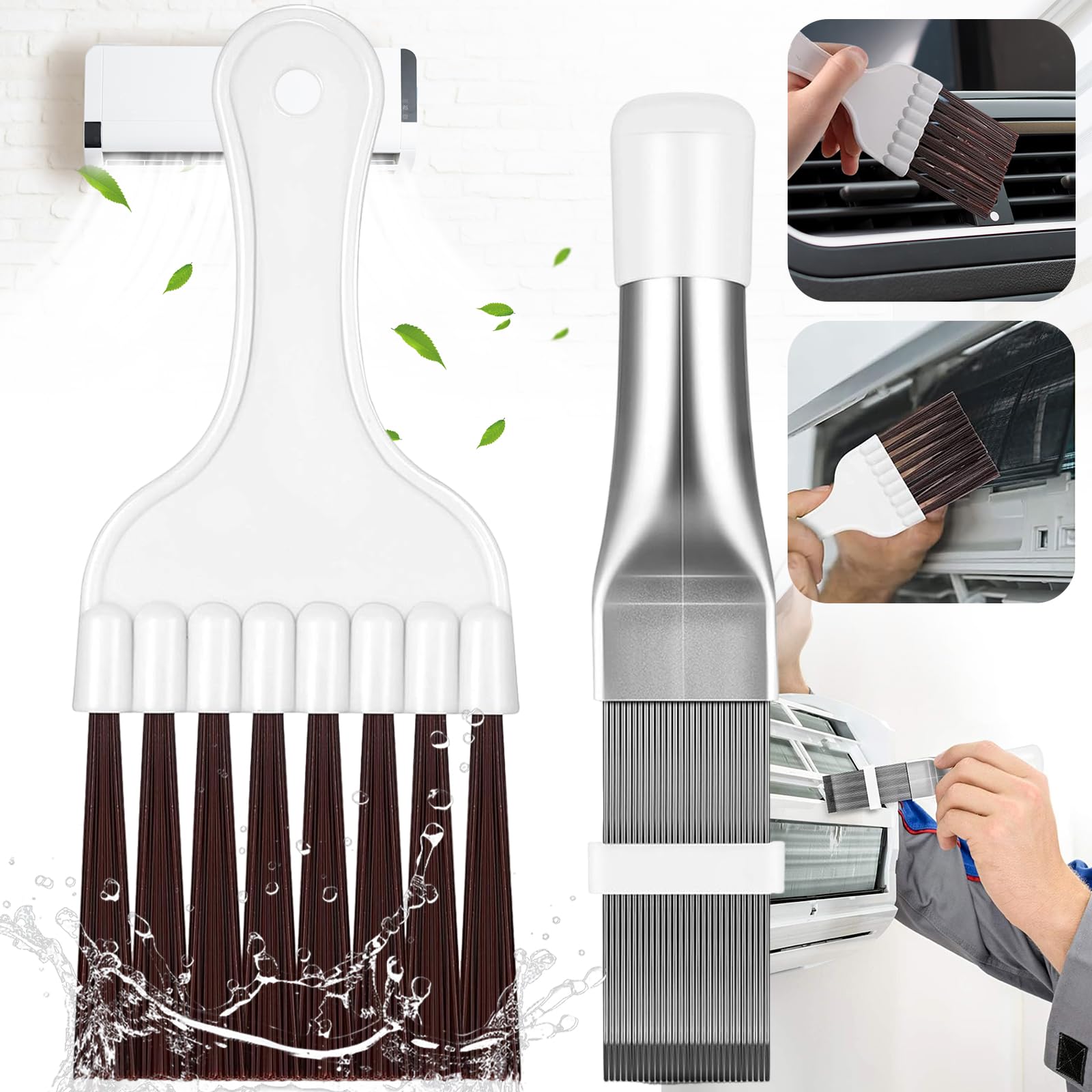Srup 2 Pieces Condenser Coil Brush, Air Conditioner Cleaning Brush, Condenser Fin Comb, Air Conditioner Cleaning Brush, Radiator Comb