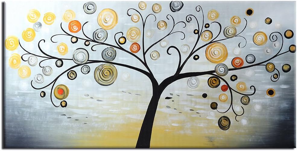 Art Painting,Pinzhi® -100% Hand painted Oil Paintings on Canvas Colorful Tree of Life Wall Art For Living Room Decoration 61*122cm (No Frame)