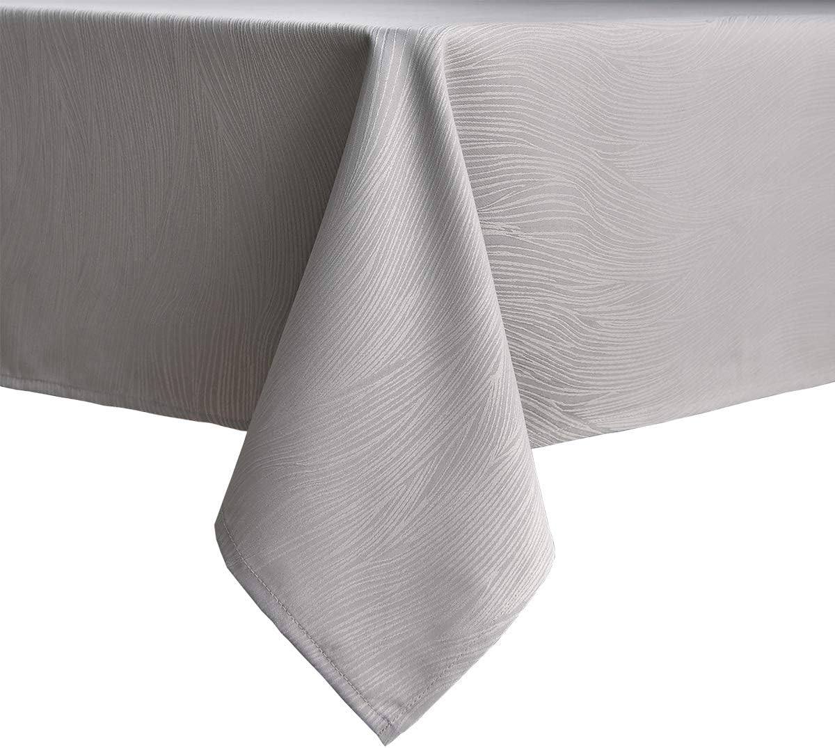 maxmill Jacquard Table Cloth Swirl Pattern Spillproof Wrinkle Resistant Oil Proof Heavy Weight Soft Tablecloth for Kitchen Dinning Tabletop Decoration Outdoor Picnic Rectangle 52 x 70 Inch Light Grey: Kitchen & Dining