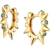 GUEMER Gold Spike Huggie Hoop Earrings for Women | 14K Gold Plated, Thorn Spike, Hypoallergenic, Jewelry Gift