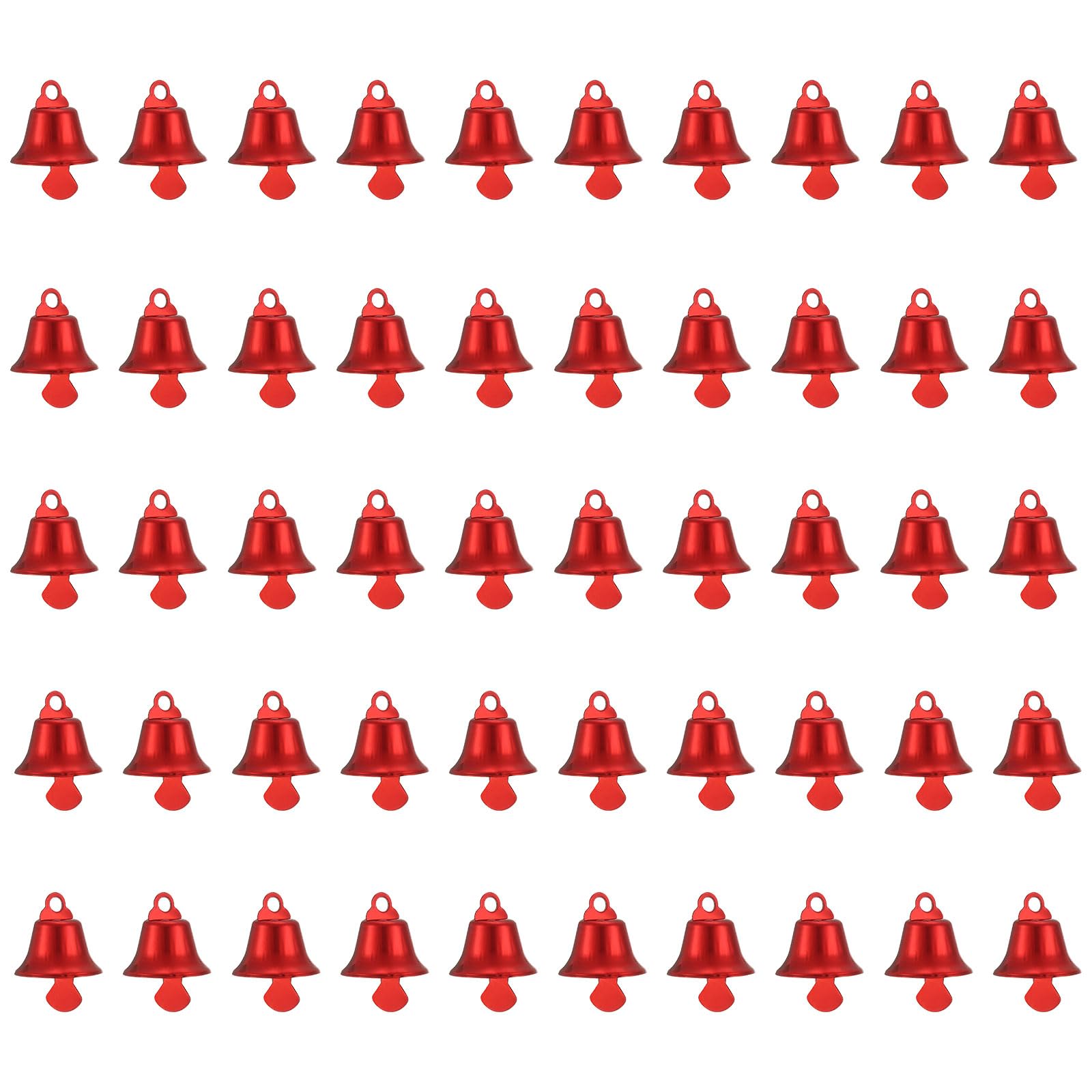 Patikil Mini Craft Bells, 50pcs 0.6" Metal Hanging Bells for DIY Wedding Party Decoration, Christmas, Red