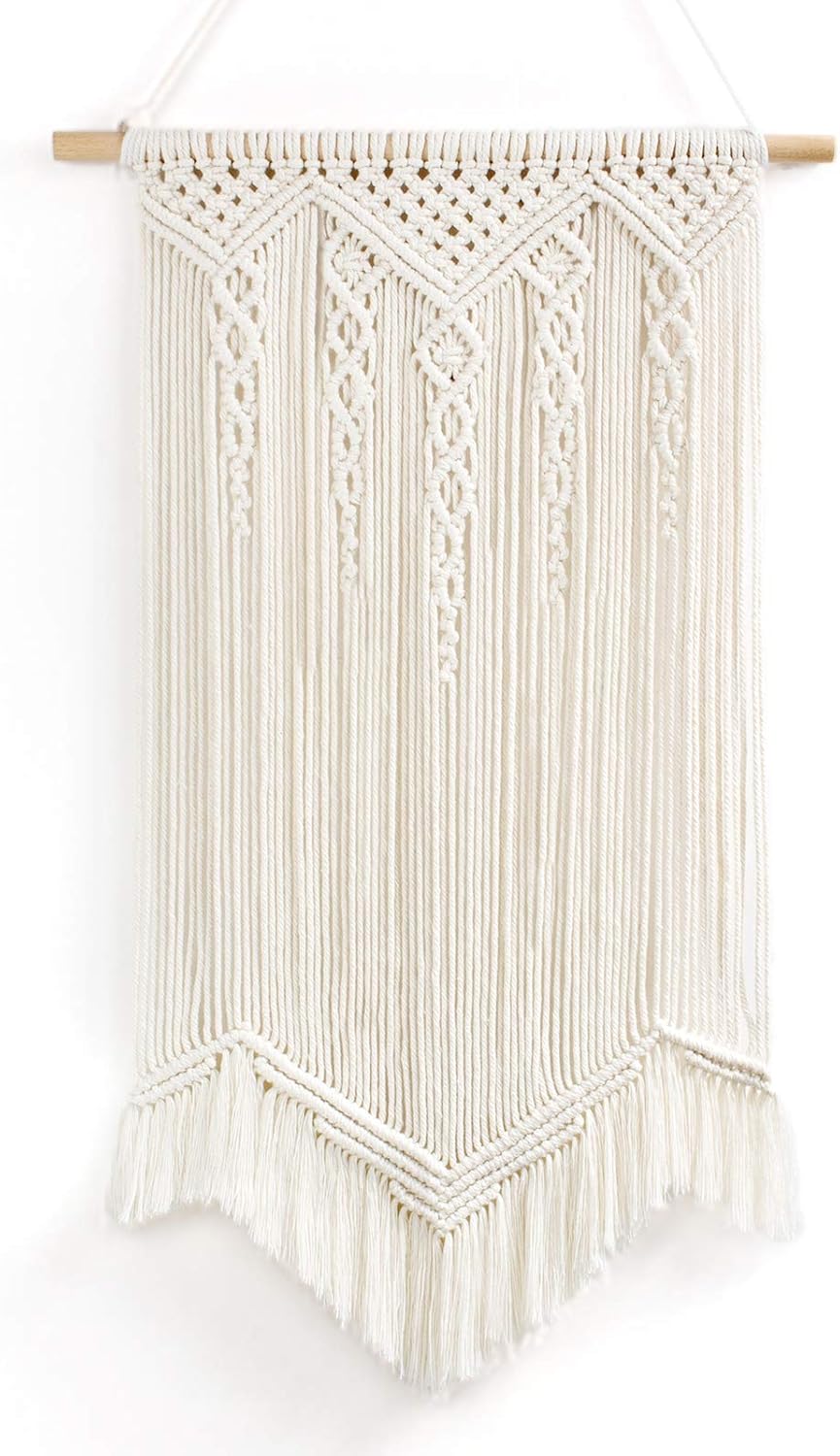 AKKO Macrame Wall Hanging, Woven Boho Wall Hangings, Cotton Handmade Wall Tapestry - Perfect Home Decor for Apartment Bedroom Living Room Gallery, 16" x 27"