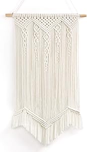AKKO Macrame Wall Hanging, Woven Boho Wall Hangings, Cotton Handmade Wall Tapestry - Perfect Home Decor for Apartment Bedroom Living Room Gallery, 16" x 27"