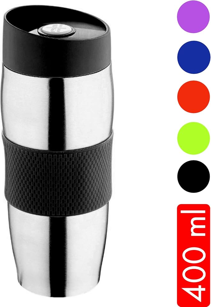 Thermobecher Kaffee To Go Becher Edelstahl 400ml Schwarz