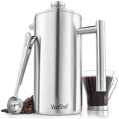 VonShef 12 Cup French Press Brushed Stainless Steel Burundi | Ubuy
