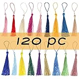 Hapy Shop 120 Pieces 13cm/5 Inch Silky Handmade Soft Craft Mini Tassels with Loops Multicolored for Jewelry Making, DIY Projects, Bookmarks,24 Colors, 5 Pcs of Each