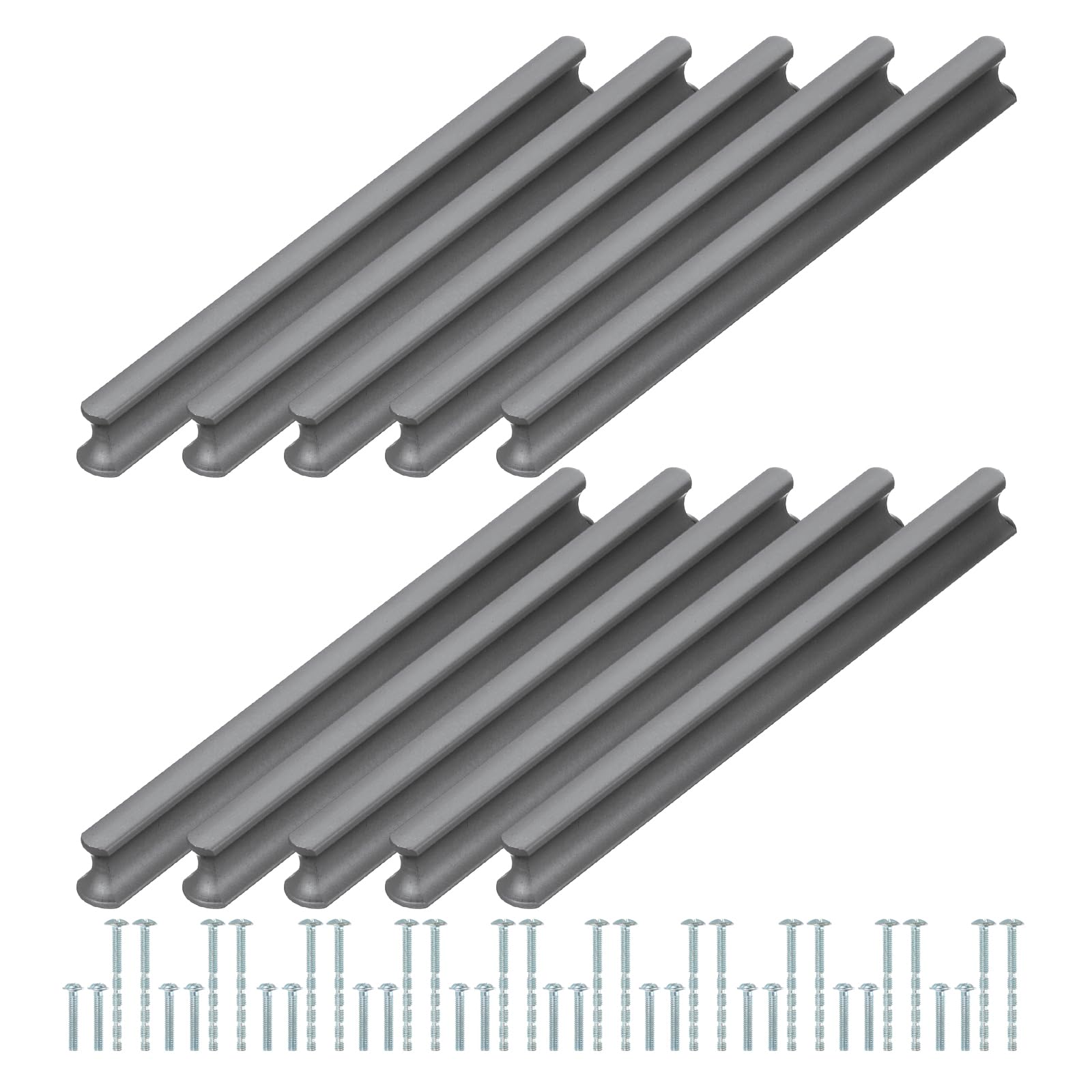 PATIKIL Door Handles 6.3 Inch (160mm) Hole Center, 10 Pack Brushed Pulls Kitchen Drawer Hardware for Cupboard Drawer Pulls, Gray