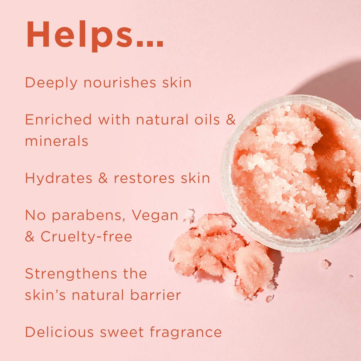 PraNaturals Dead Sea Salt with Peach & Honey Body Scrub 500G Hydrating & Moisturising, With