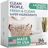The Clean People Laundry Detergent Sheets - Laundry Soap - Ultra Concentrated, Recyclable Packaging, Stain Fighting - Fresh Scent, 96 Pack