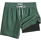 maamgic 2 in 1 Mens Swim Trunks 7 Inch Swim Shorts Swim Suits Board Shorts
