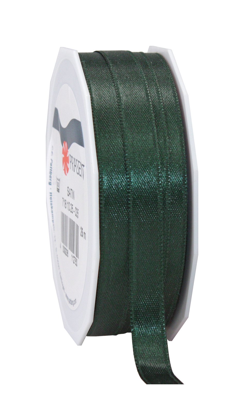 PRÄSENT C.E. Pattberg SATIN pine green gift ribbon, 27 yards for Wrapping Gifts, 0.39 inches width, Ribbon for Decorating & Crafting, Decorative Ribbon for Gifts, for every occasion — image 1
