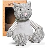 WILD BABY Microwavable & Weighted Plush Toy - Cat Stuffed Animal for Comfort & Warmth - Soft, Heatable Plushie for Snuggles - Great for Kids, Toddlers & All Ages
