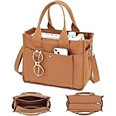 Fammart Large Canvas Tote Bag for Women with Zipper & Compartments, Crossbody Laptop Bags for Work College Travel