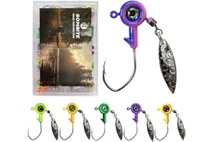 Bombite Crappie Jigs with Spinner - 1/32 oz, 1/16 oz, 1/8 oz Underspin Jig Heads for Crappie, Panfish, Bass - 40pcs