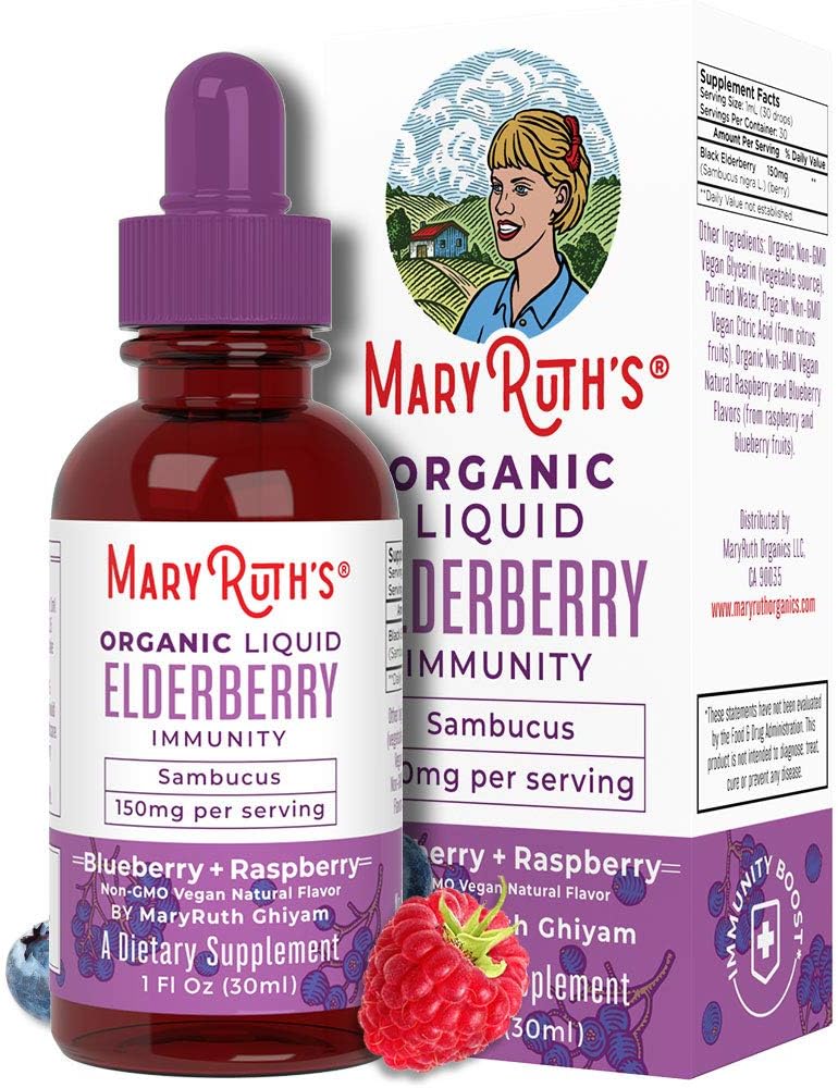 Organic Elderberry Syrup Black Sambucus Liquid for Kids & Adults by MaryRuth’s- Immune Boost - High Flavonoid - Vegan - NO Alcohol - 30 Day Supply: Health & Personal Care