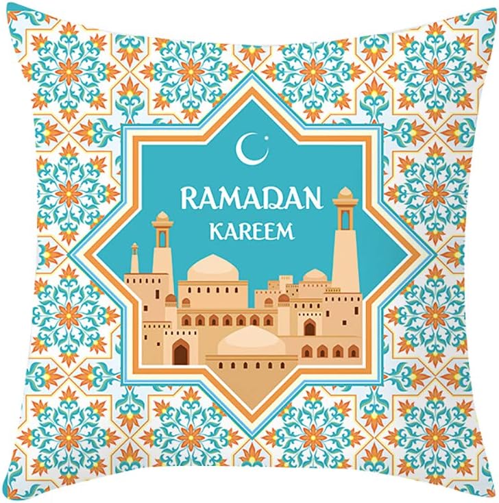 Rancheng 18 X18 Ramadan Pillowcase Islamic Ramadan Festival Pillow Case Printing Cotton Cushion Cover Sofa Bedroom Home Patio Car Pillow Cover