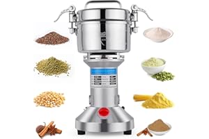 Yaofafa Grain Mill Grinder - 2000W High-Speed 750g 304 Stainless Steel Professional Grain Mill & Spice Grinder for Kitchen an