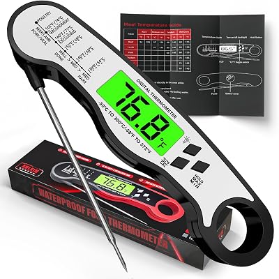 AWLKIM Instant Read Digital Meat Thermometer Waterproof Backlight