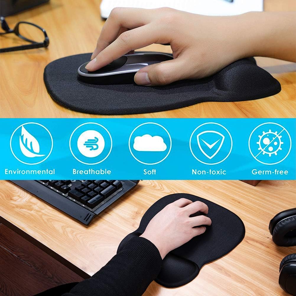 MROCO Ergonomic Mouse Pad with Wrist Support Gel Mouse Pad with Wrist Rest, Comfortable Computer Mouse Pad for Laptop, Pain Relief Mousepad with Non-slip PU Base for Office & Home, 9.4 x 8.1 in, Black : Electronics