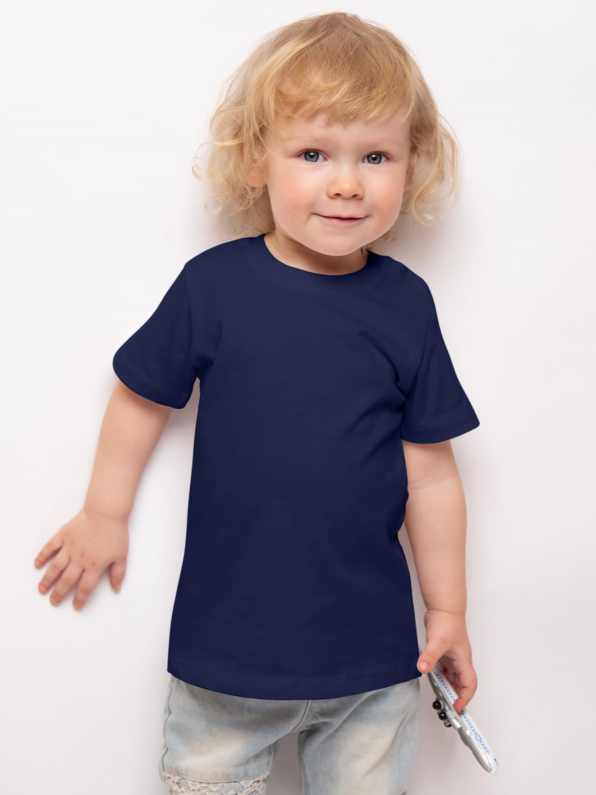 Poroka 6 Pack Baby Toddler Boys Solid Short-Sleeve Tee Shirts Infant Cotton T-Shirt with Crew Neck for Toddlers