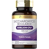 Carlyle Saccharomyces Boulardii Probiotics & Prebiotics | 10 Billion CFUs | 200 Capsules | Value Size | Non-GMO, Gluten Free Supplement