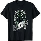 NBA Milwaukee Bucks Lightning Bolt Basketball Logo T-Shirt