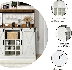4ever2buy Farmhouse Coffee Bar Cabinet with