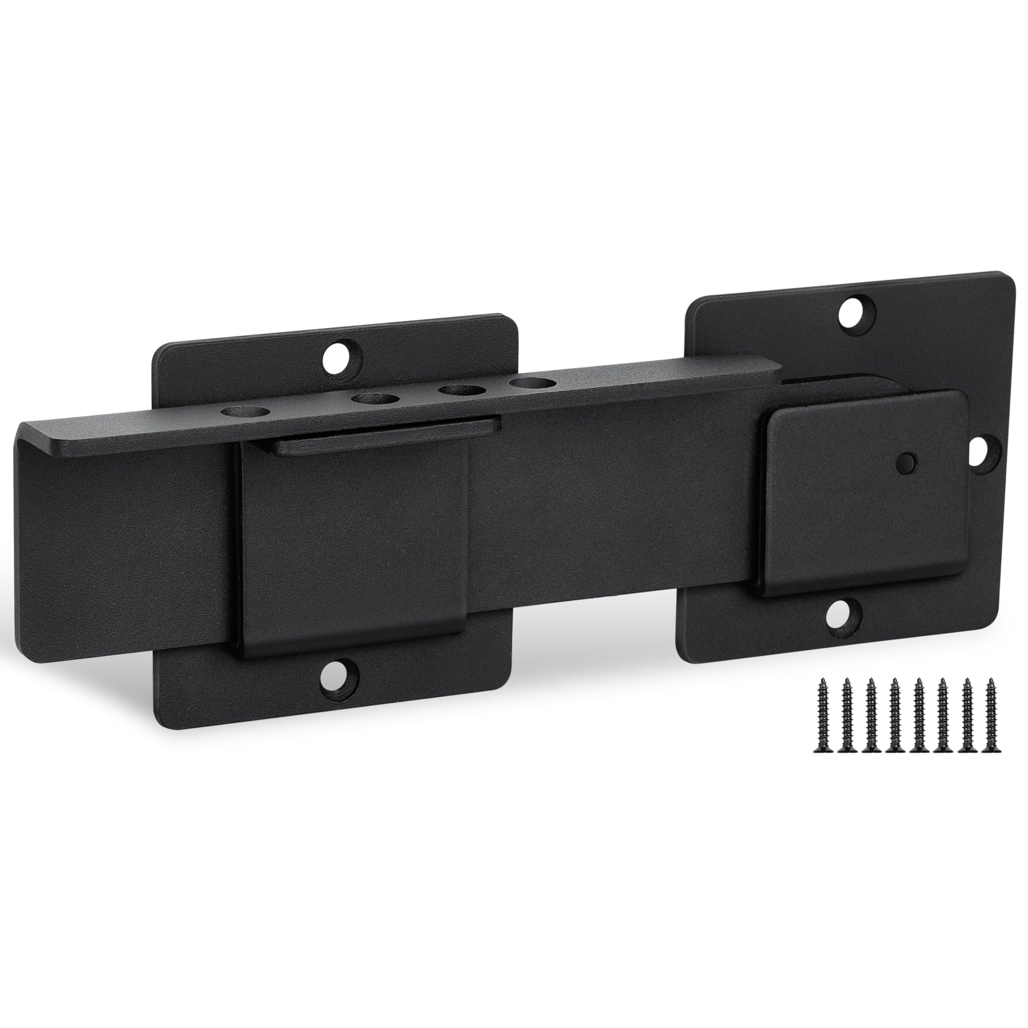 Photo 1 of KINJOUZ 9" Flip Gate Latch Lock with 4 Padlock Holes, 4mm Extra Heavy Duty Carbon Steel Adjustable Door Latch for Sliding/Swing Gates, Outdoor Wooden Fence, Barn, Shed, Garage, Yard, Double Gate