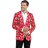 Offstream Men's Christmas Blazer - Ugly X-Mas Holiday Print Outfit - Only Suit Jacket