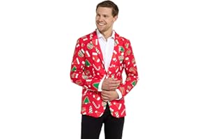 Offstream Men's Christmas Blazer - Ugly X-Mas Holiday Print Outfit - Only Suit Jacket