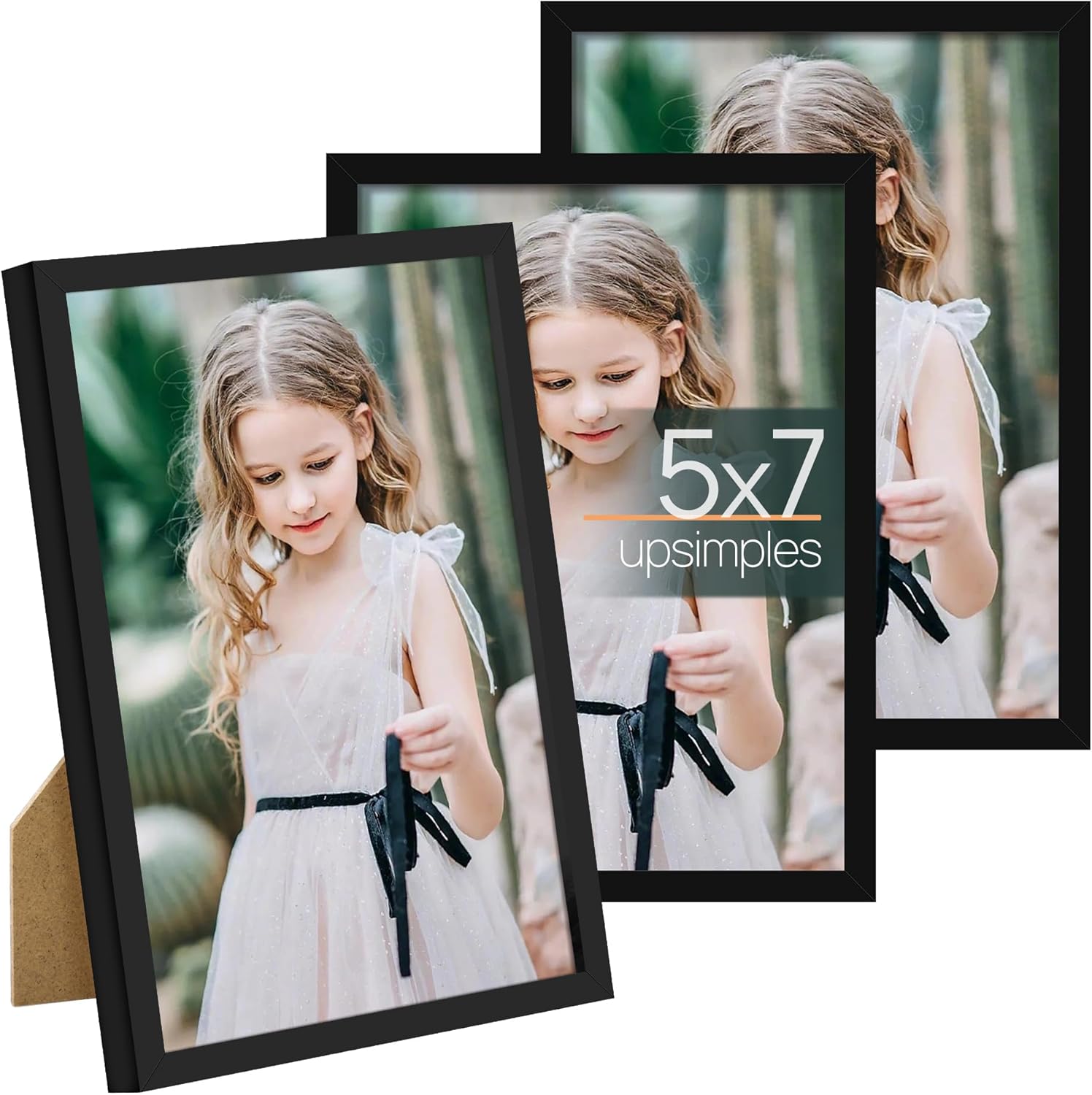 Photo Albums, Frames & Accessories - upsimples 5x7 Picture Frame Set of 3, Made of High Definition Glass for 5 x 7 Black Frames, Wall and Tabletop Display Thin Border Photo Frame for Home Décor