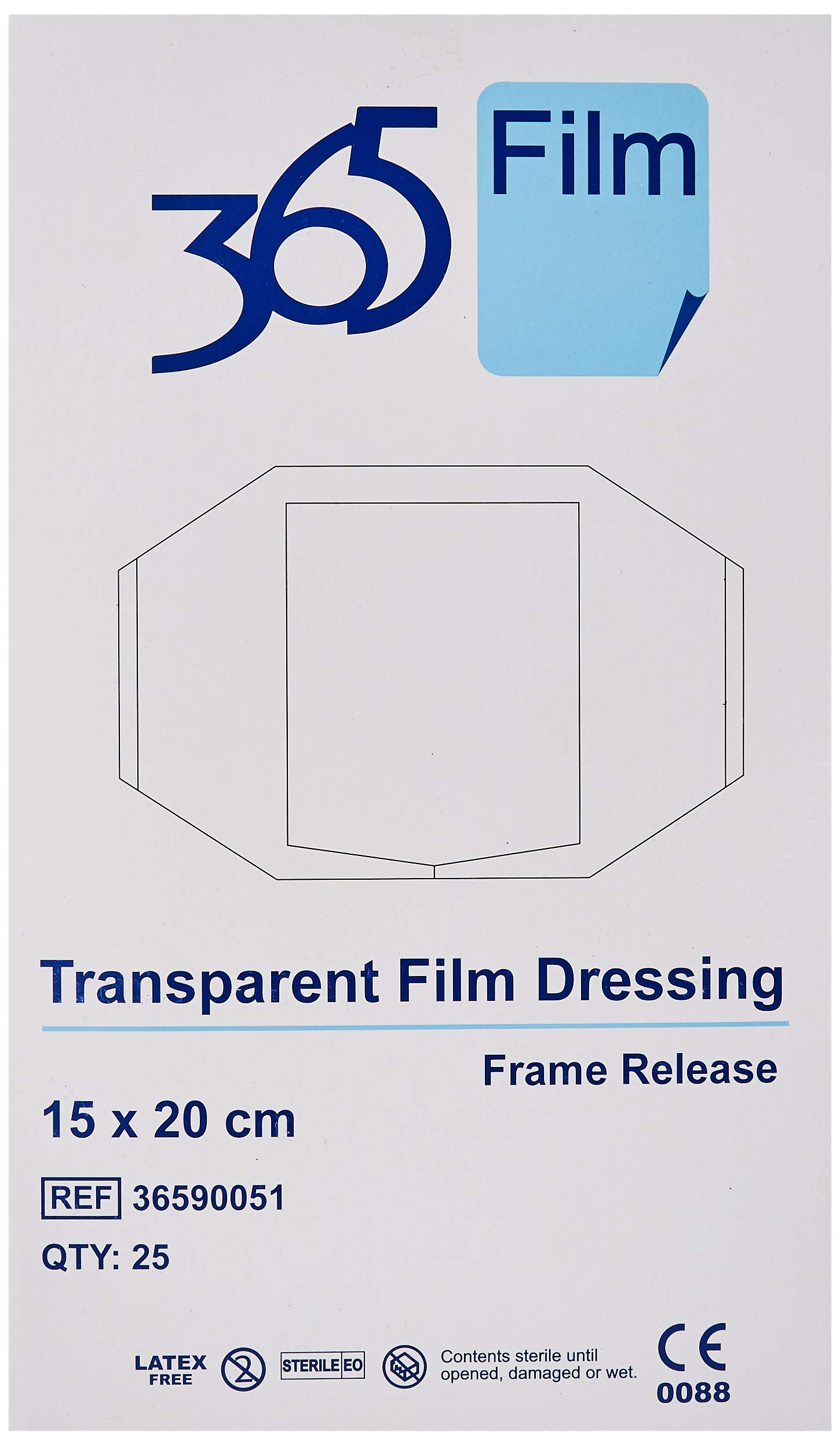 365 Transparent Film Dressing 15 x 20 cm - Pack of 25 (Ref 36590051)