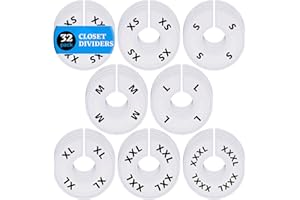 ERA ACCENTS 32 White Closet Dividers for Hanging Clothes – Clothing Rack Dividers with Printed Sizes