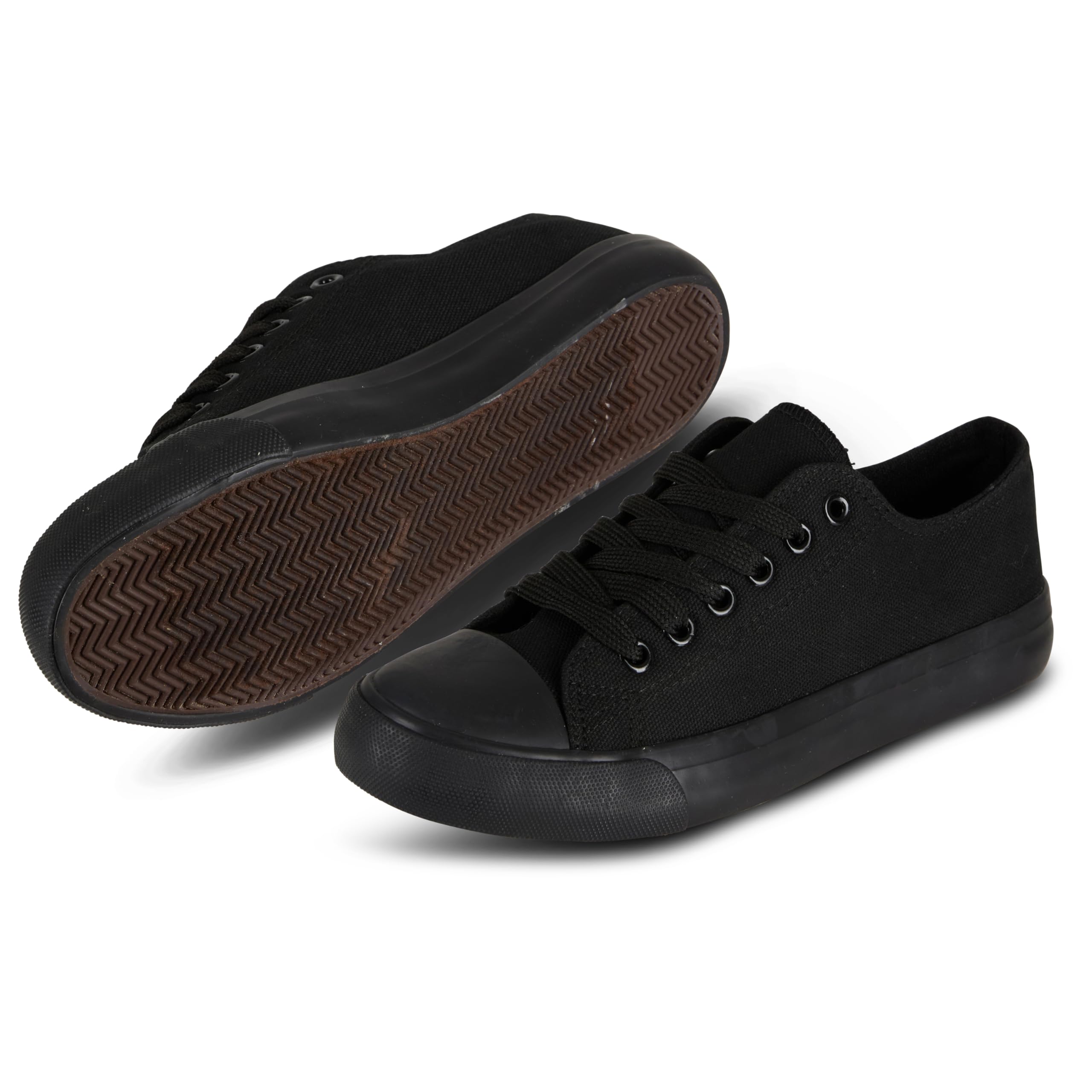 Photo 1 of All Black Canvas Shoes for Women Casual Low Top Sneakers Fashion Black Tennis Shoes for Women, All Black, Size 6