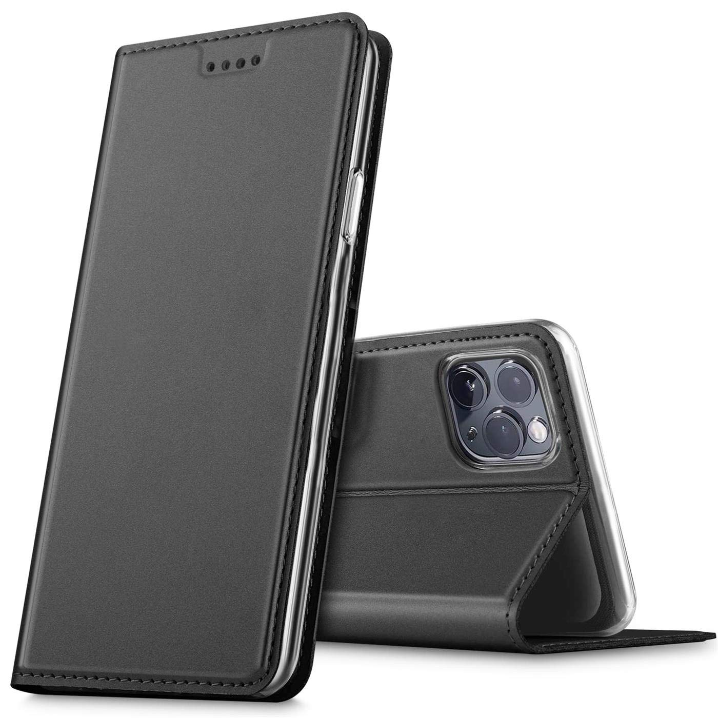 Verco Case compatible with iPhone 12 Pro Max, Flip Wallet Cover with Magnetic Closure for Apple iPhone 12 Pro Max [6.7] Phone Case - black