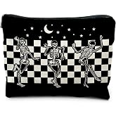 RYYCDOI Goth Spooky Gifts for Women, Gothic Horror Skeleton Black Makeup Bag Cosmetic Pouch
