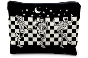 RYYCDOI Halloween Spooky Gothic Gifts for Women, Goth Dancing Skeleton Makeup Bag Cosmetic Pouch