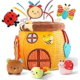 Trsieva Baby Toys 6-12 Months - Montessori Soft Sensory Toys for Toddlers 0-3, Honey Pot House with Stuffed Animals, Rattle, Squeaker, Crinkle Paper, Mirror, Infant Gifts, Sensory Toddler Toy