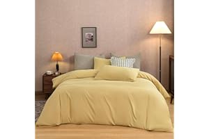 TAZMKEZM Light Yellow Duvet Cover 100% Washed Cotton Duvet Cover King Size (104x90 Inch),1 Pieces Luxury Soft Bedding with Zipper Closure.Solid Color Pattern Duvet Cover