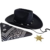 Children's Cowboy, Sheriff Theme Costume Dress Up Set For Boys and Girls - Cowboy Hat, Bandana and Gold Sheriff Badge